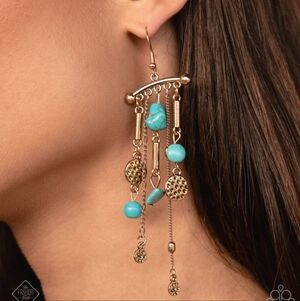 Chic Gold and Turquoise Dangle Earrings